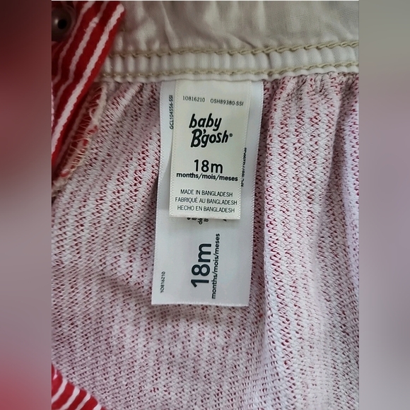 OshKosh B’gosh Baby Red & White Striped Overalls Dress Cotton 18 Month Vestbak - Picture 8 of 10